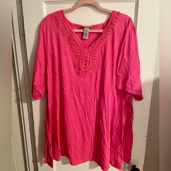 SALE 2/25, 3/30, 4/35!! Catherines Cotton Modal Pink shirt sz 4X (30/32W). - Picture 2 of 7